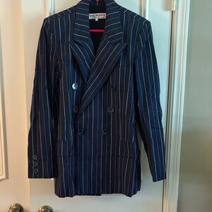 Free People Dark Blue Striped Blazer